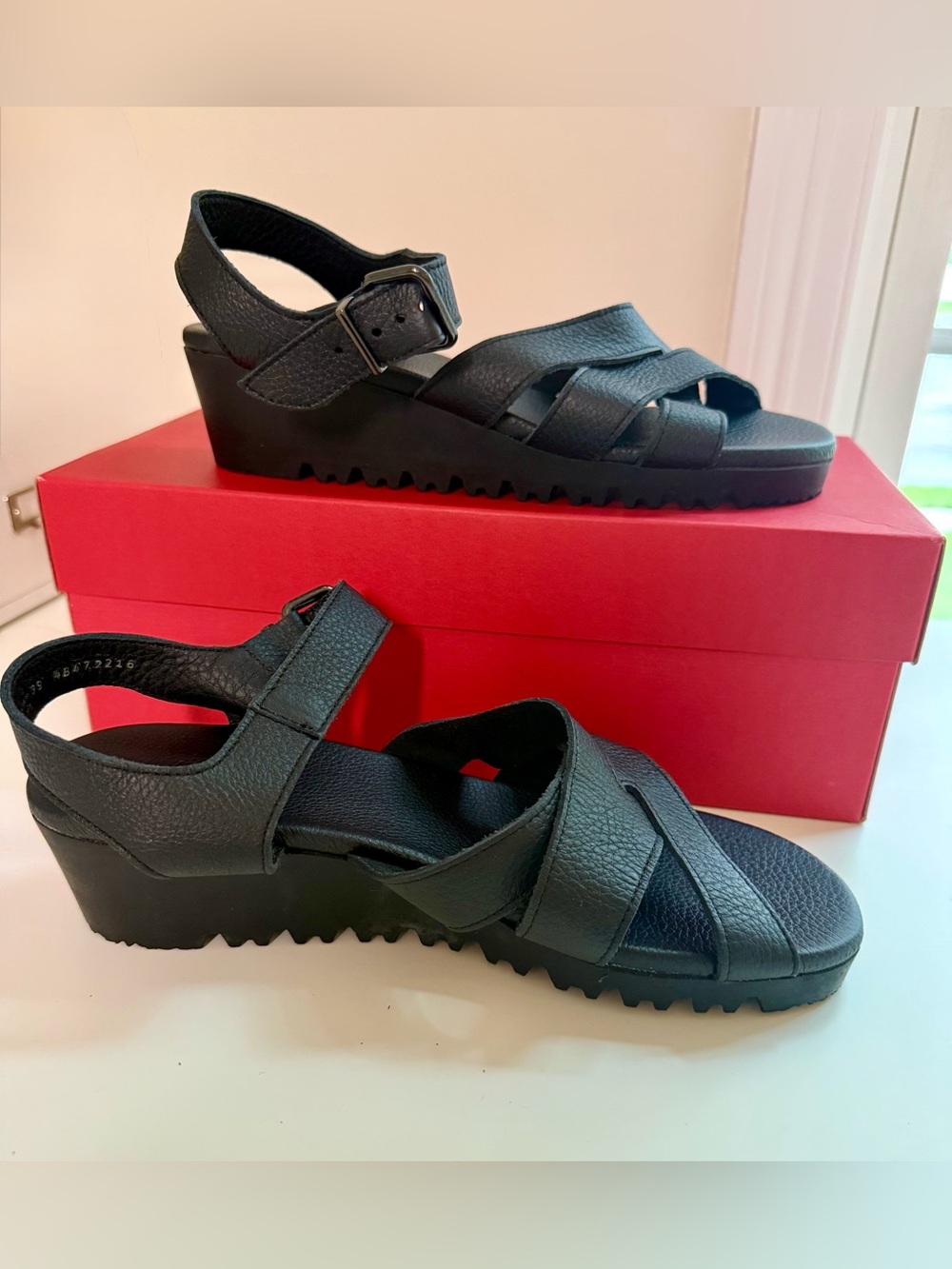 Arche Black Leather Sandals